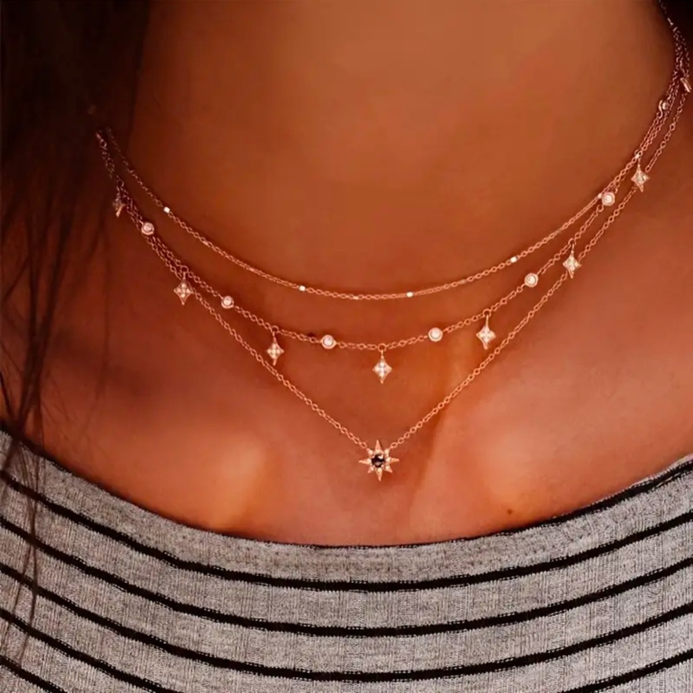 Layered Star Necklace, Layered Necklace, Celestial Necklace, Galaxy Necklace